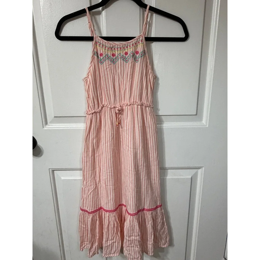 Jessica Simpson | Embroidered Striped Maxi Dress | M 10/12 || Pink|